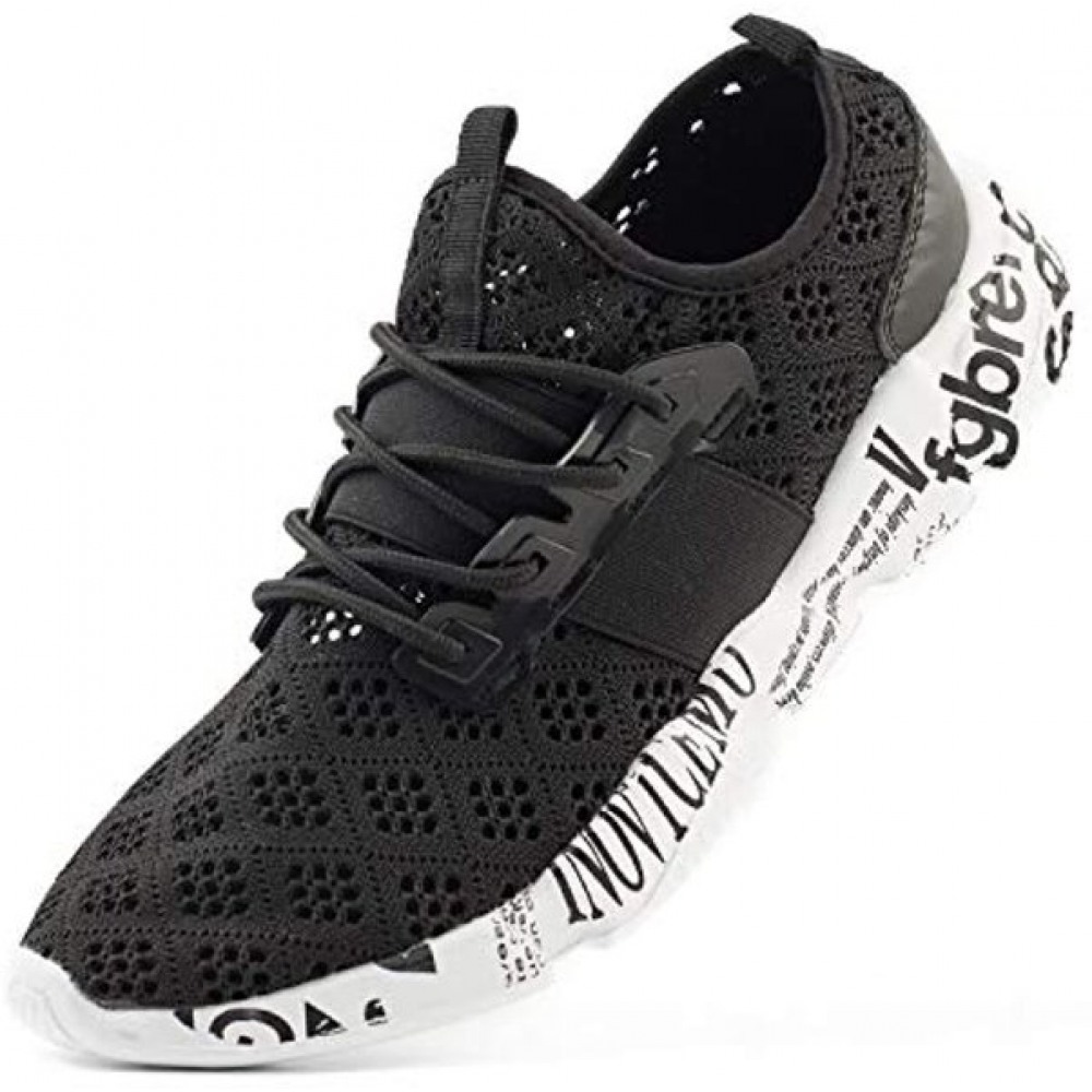 Men's Lightweight Breathable MeshCasual Sneakers for Sports Gym Walking Black